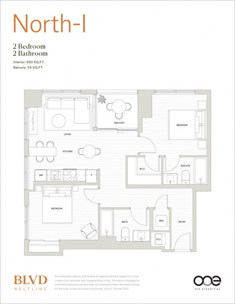 North - I Floor Plan at BLVD Beltline, Alberta, T2G 2K4